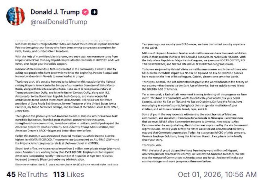 Post preview from Donald Trump