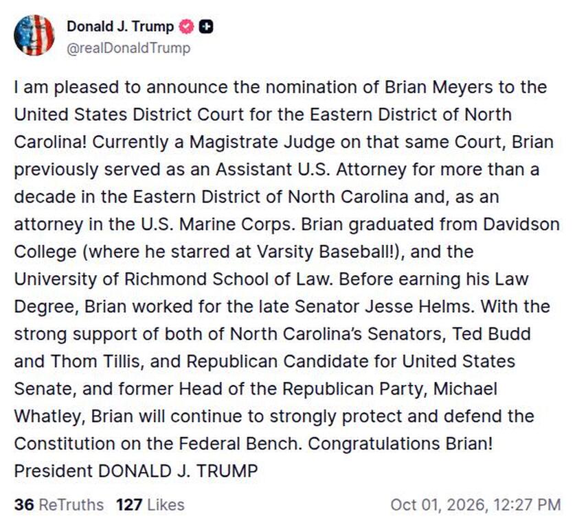 Post preview from Donald Trump
