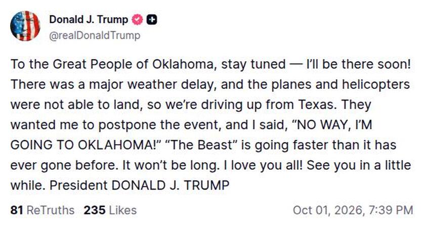 Post preview from Donald Trump