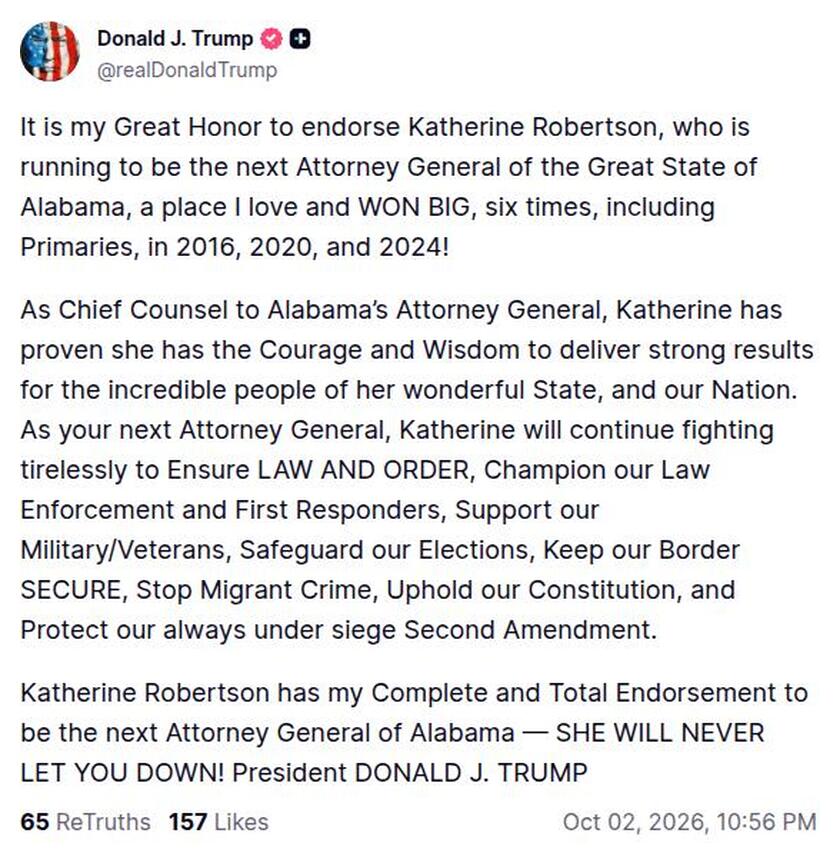 Post preview from Donald Trump