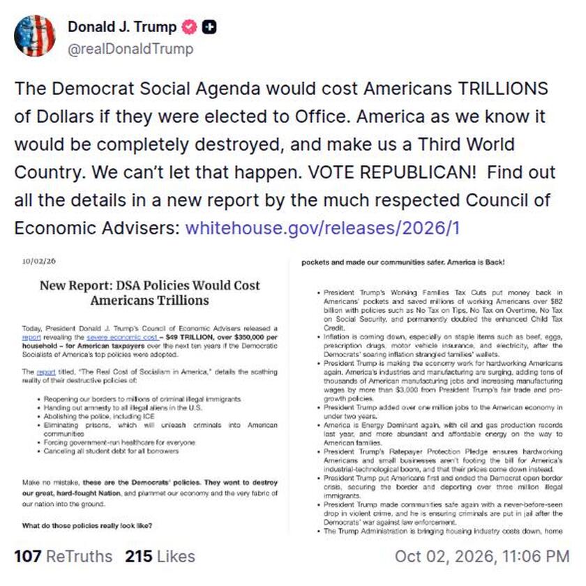 Post preview from Donald Trump