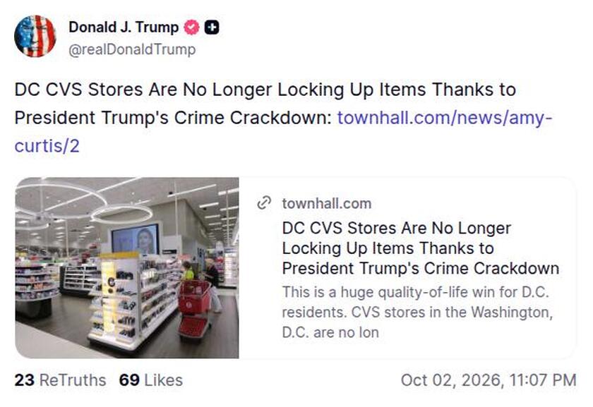 Post preview from Donald Trump