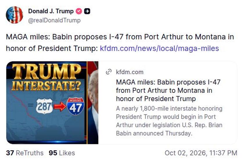 Post preview from Donald Trump