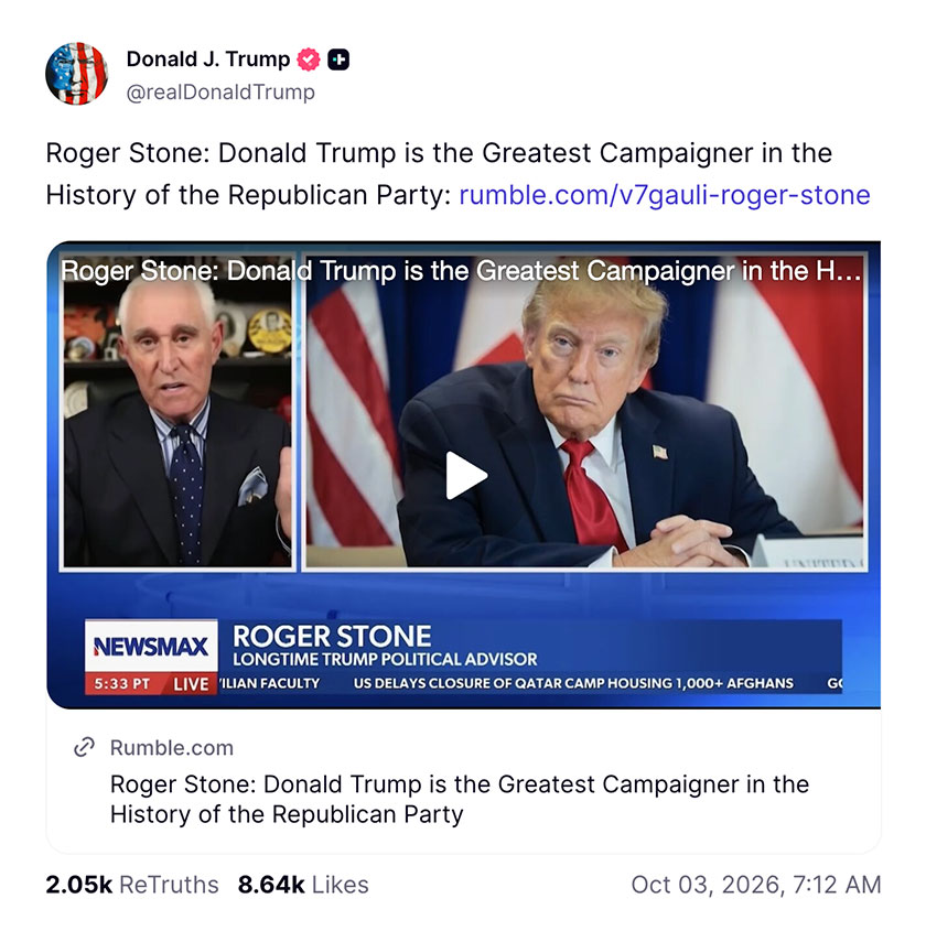 Post preview from Donald Trump