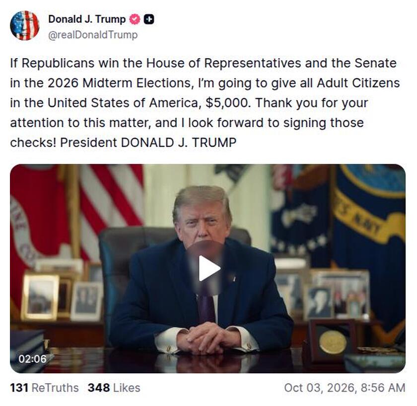 Post preview from Donald Trump