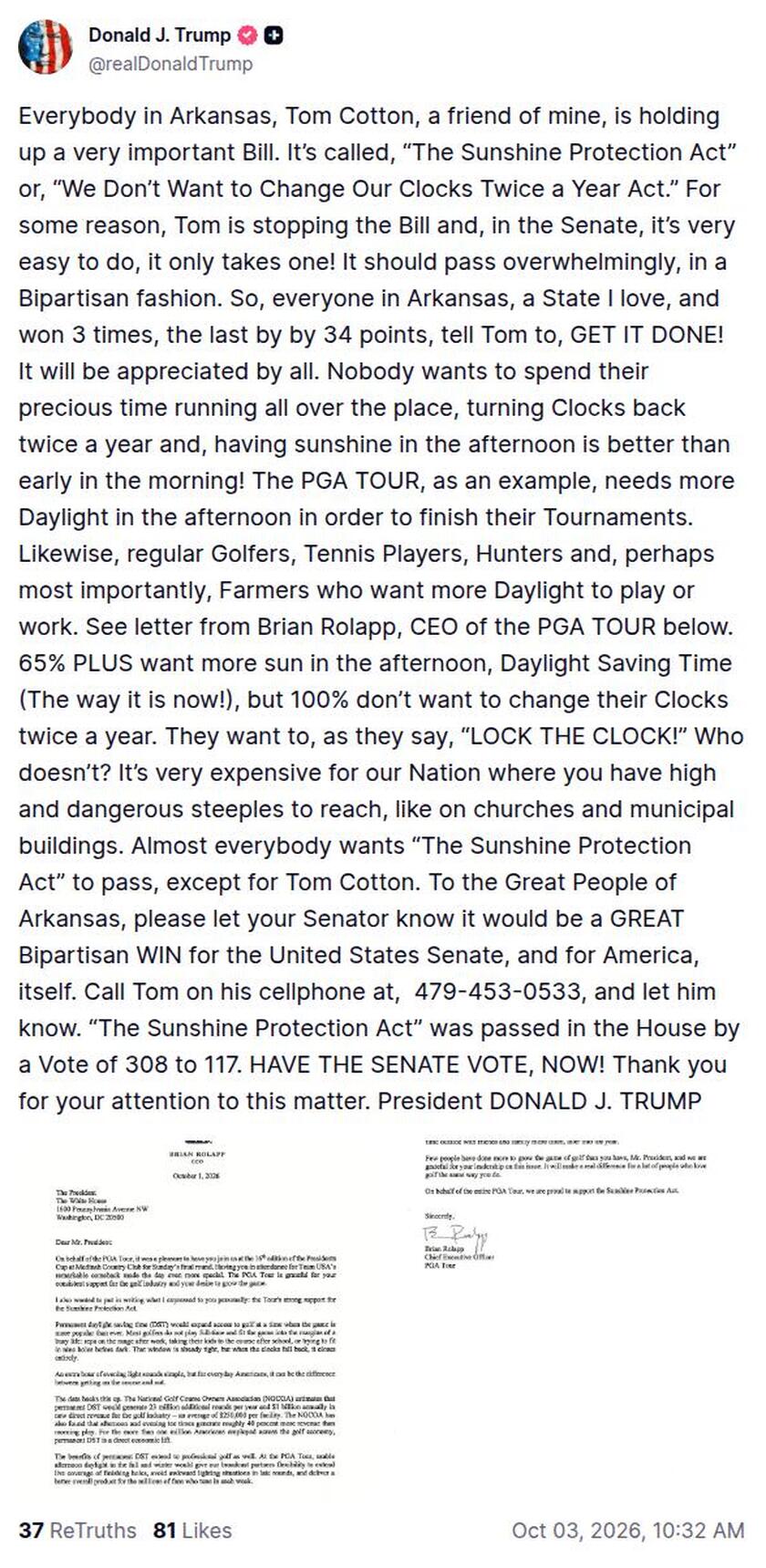Post image from Donald Trump