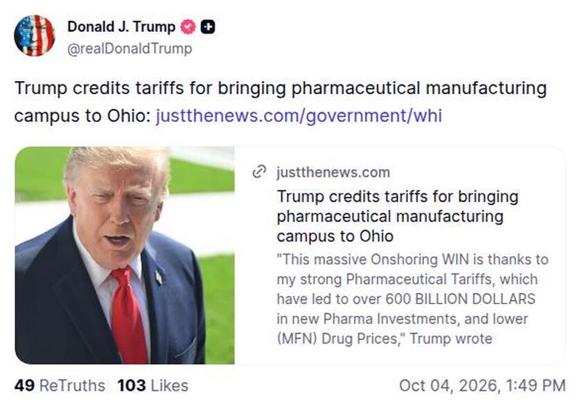 Post preview from Donald Trump