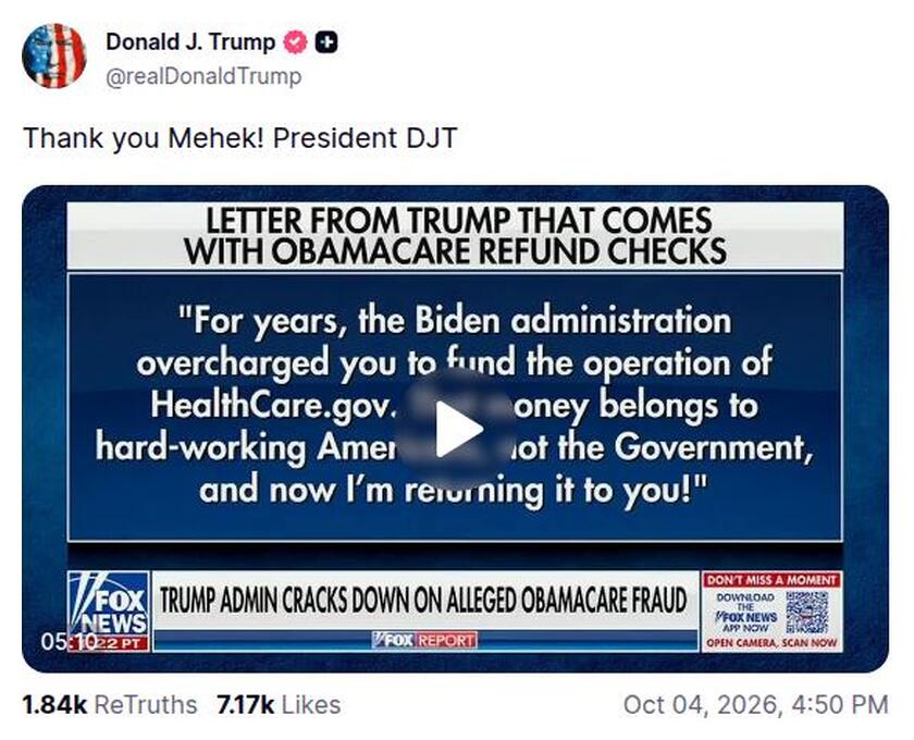 Post preview from Donald Trump