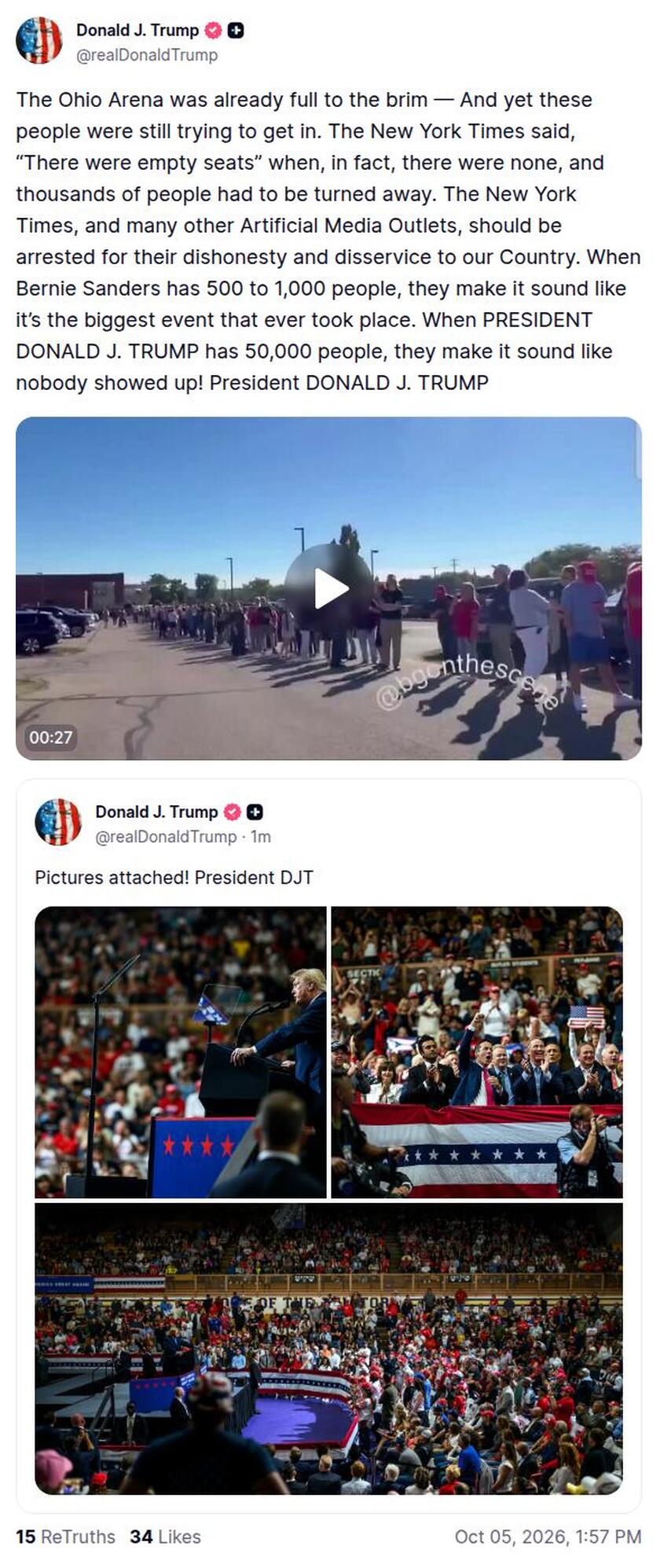 Post image from Donald Trump