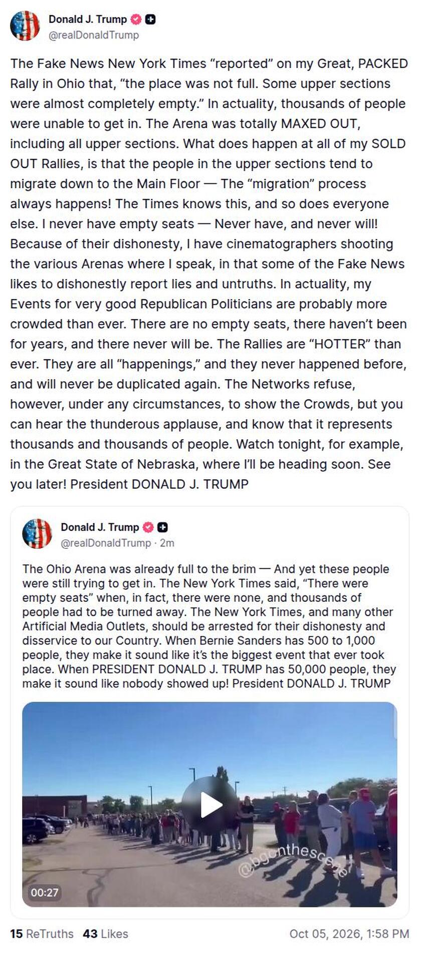 Post image from Donald Trump