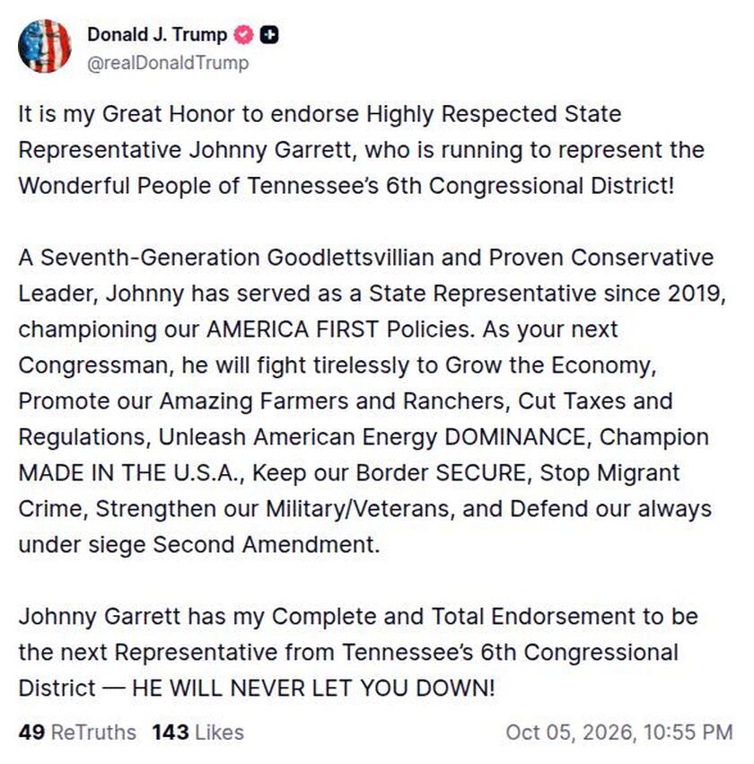 Post preview from Donald Trump