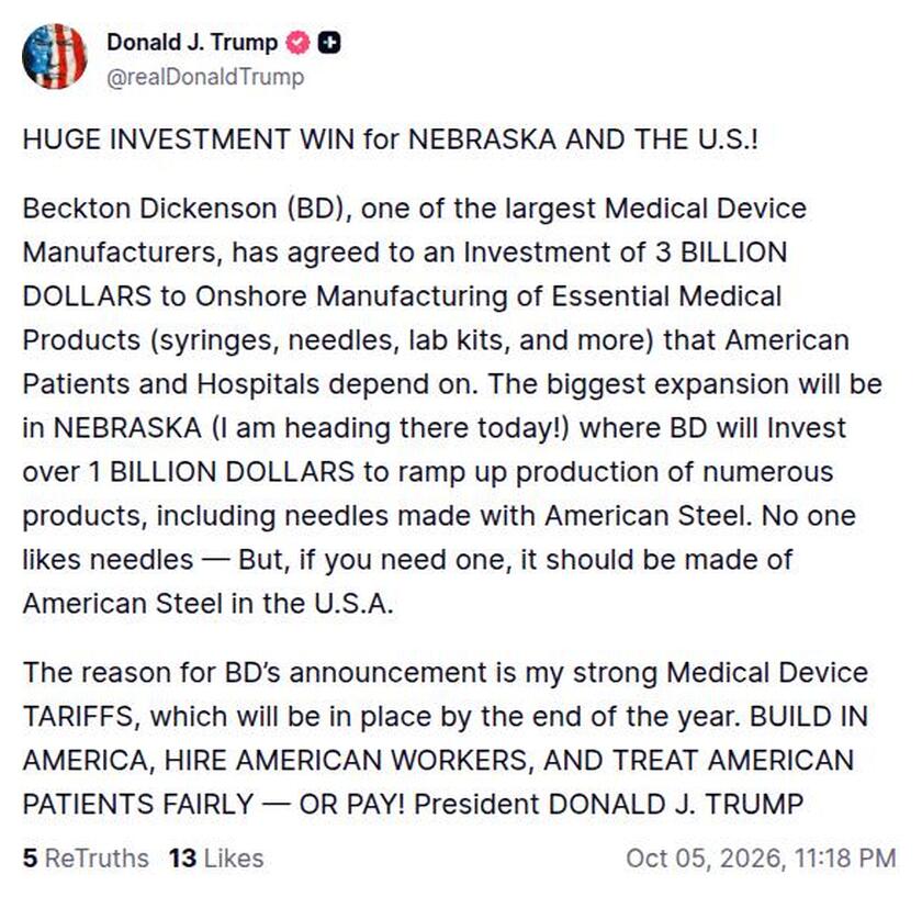 Post preview from Donald Trump