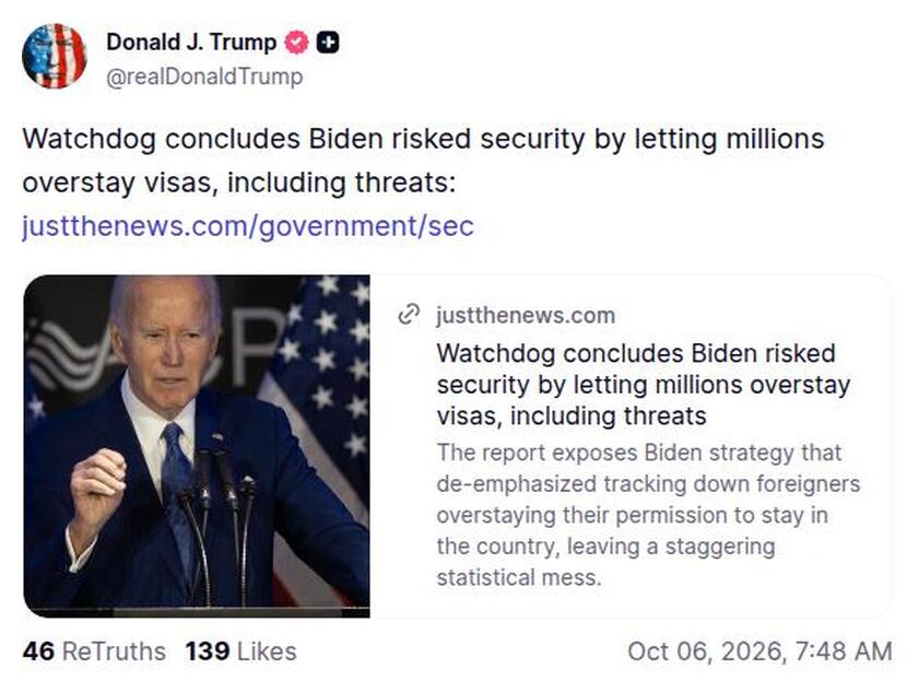Post preview from Donald Trump