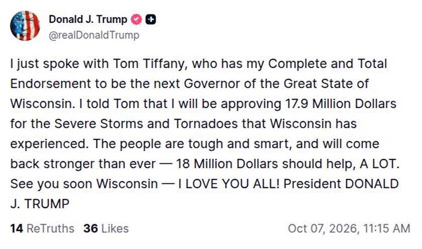 Post preview from Donald Trump