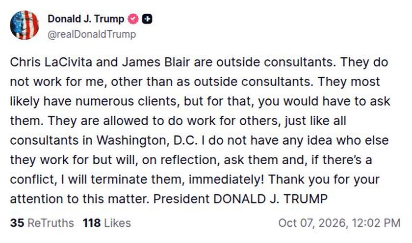 Post preview from Donald Trump