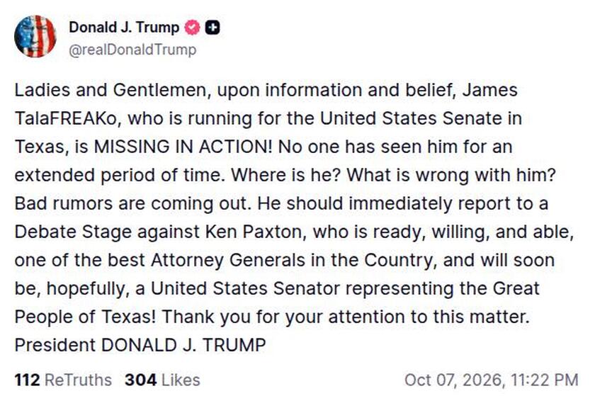 Post preview from Donald Trump