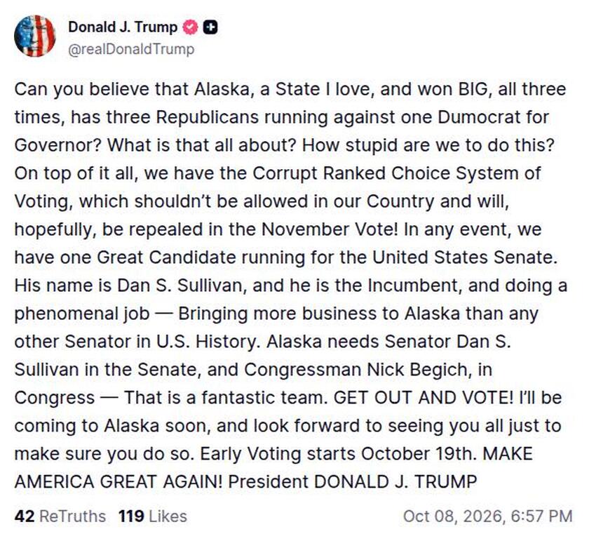 Post image from Donald Trump