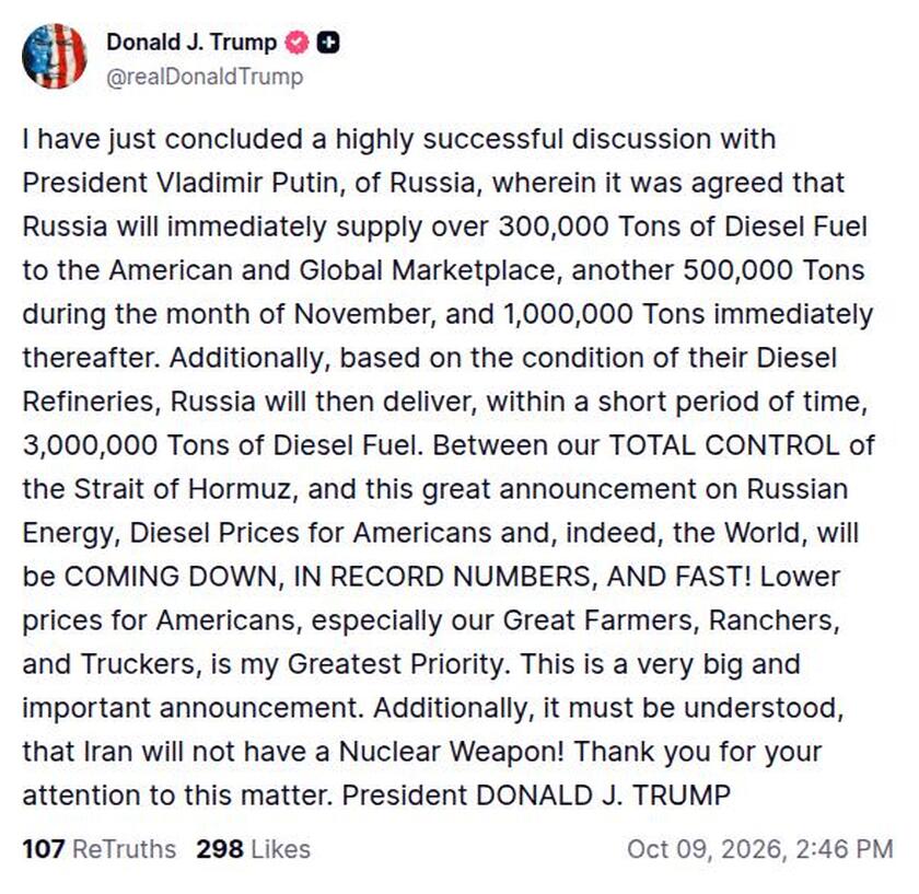 Post preview from Donald Trump