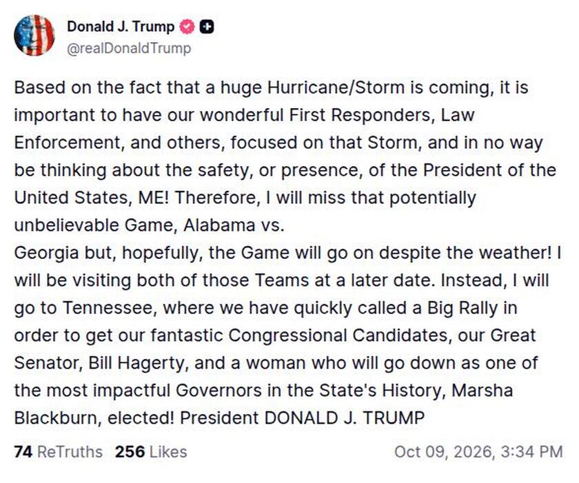 Post image from Donald Trump