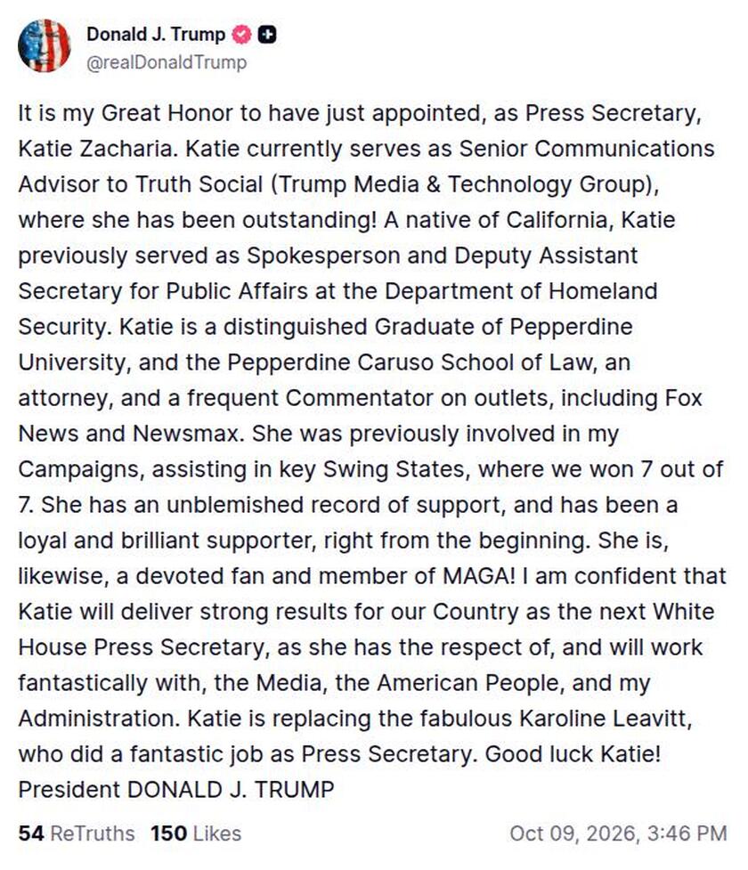 Post preview from Donald Trump