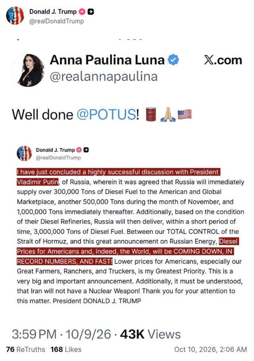 Post preview from Donald Trump