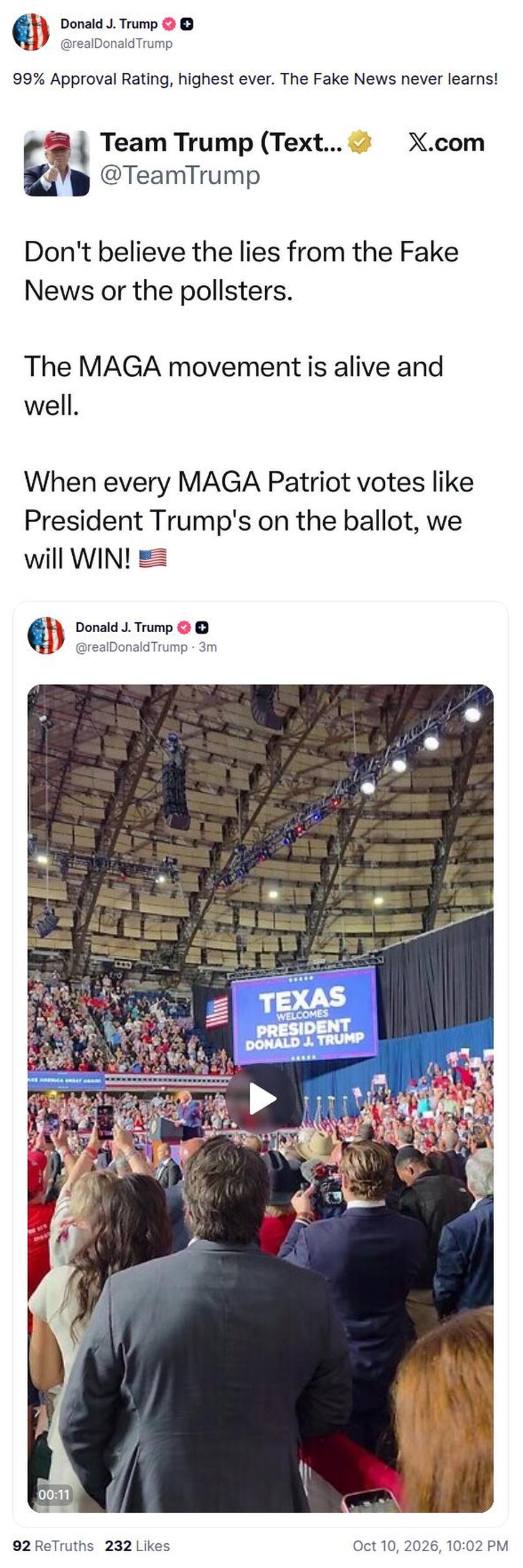 Post image from Donald Trump