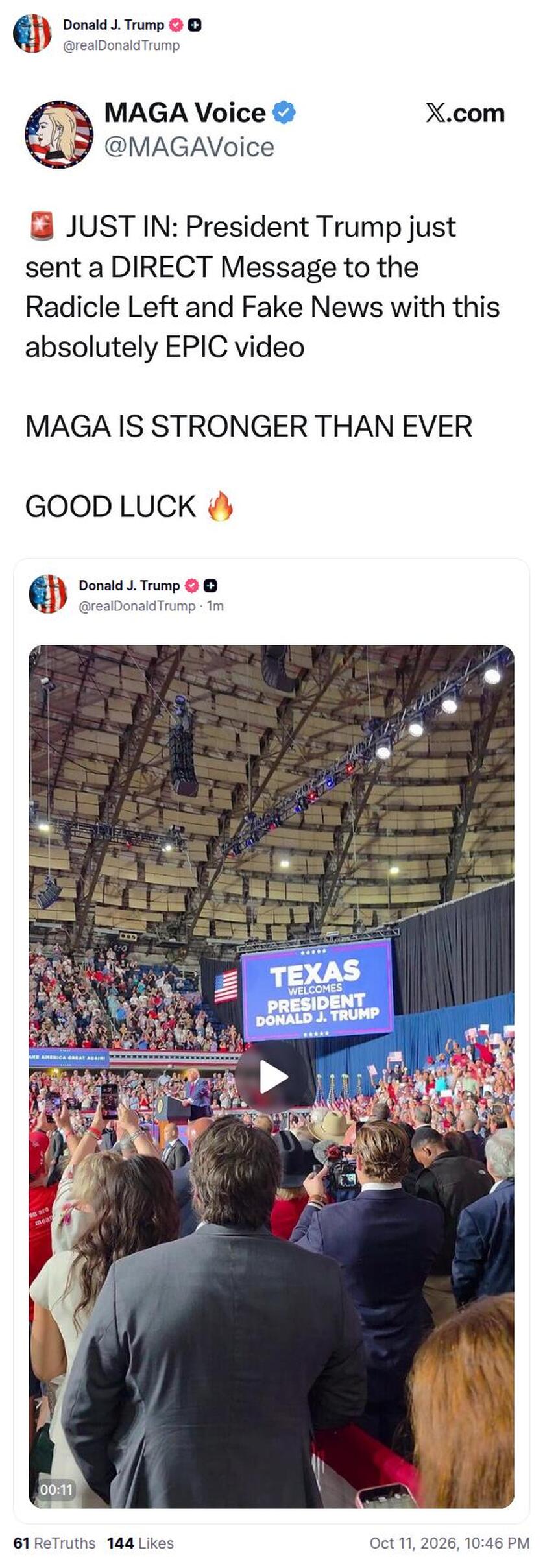 Post preview from Donald Trump