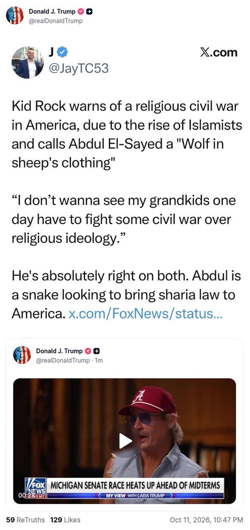 Post preview from Donald Trump