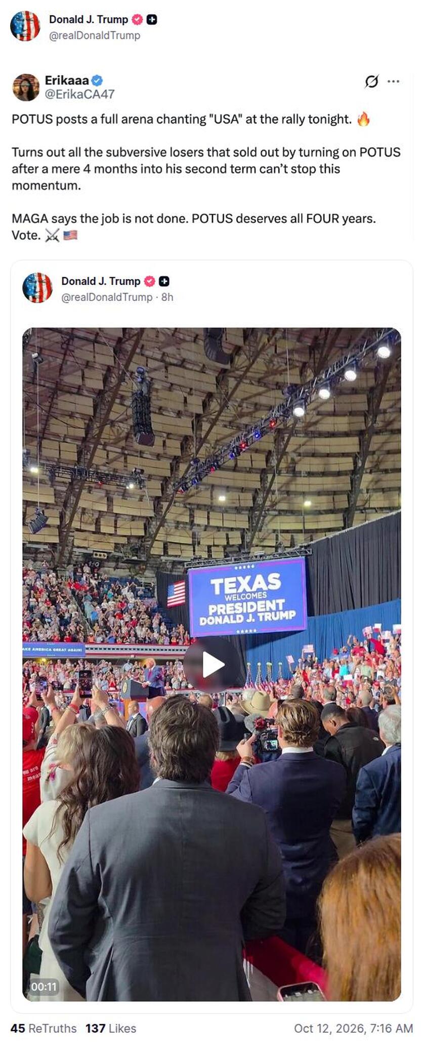 Post preview from Donald Trump
