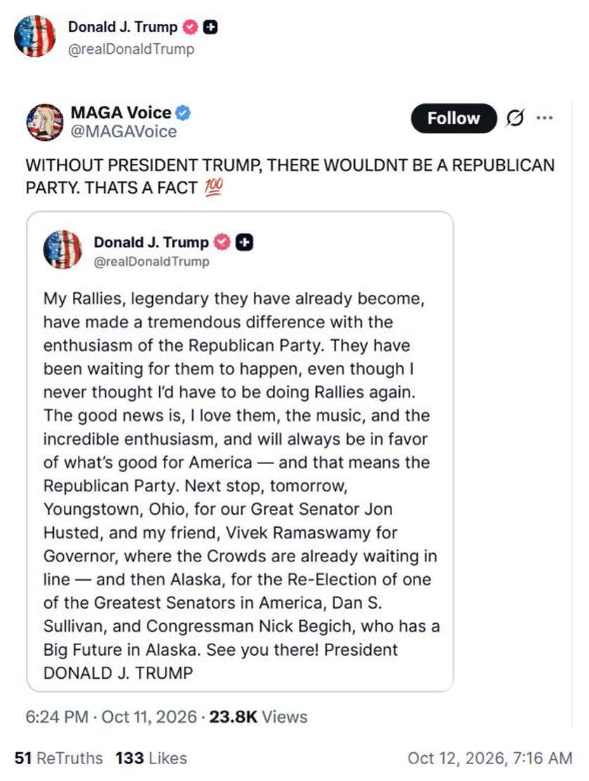 Post preview from Donald Trump