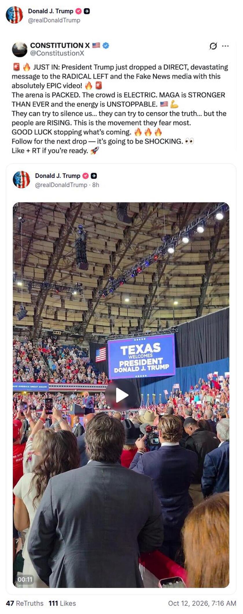 Post preview from Donald Trump