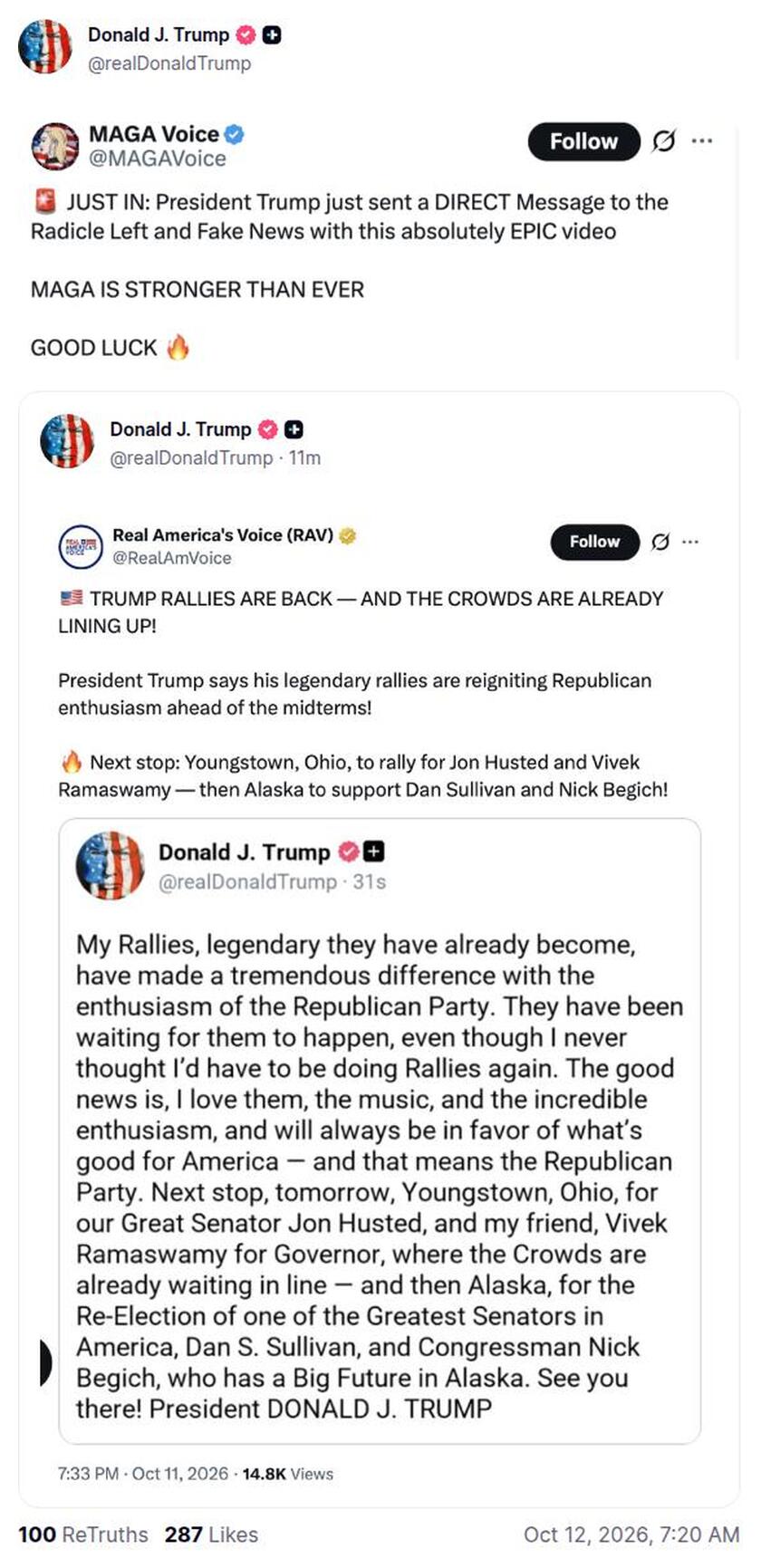 Post preview from Donald Trump