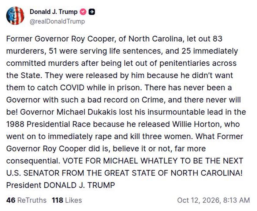 Post image from Donald Trump