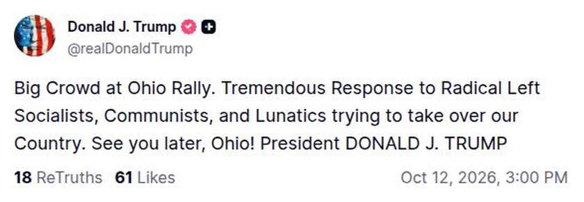 Post preview from Donald Trump