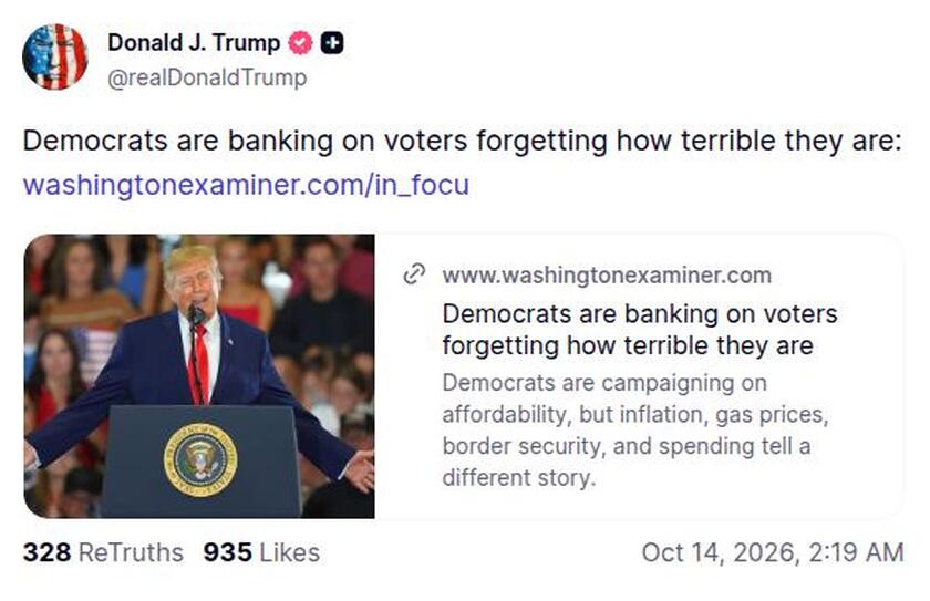 Post preview from Donald Trump
