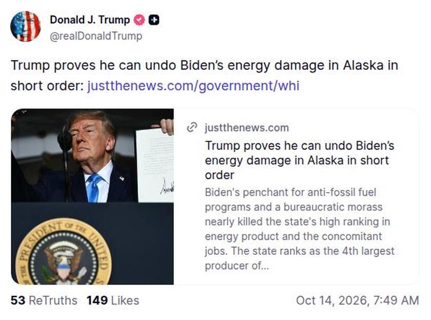 Post preview from Donald Trump