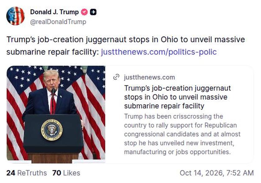Post preview from Donald Trump