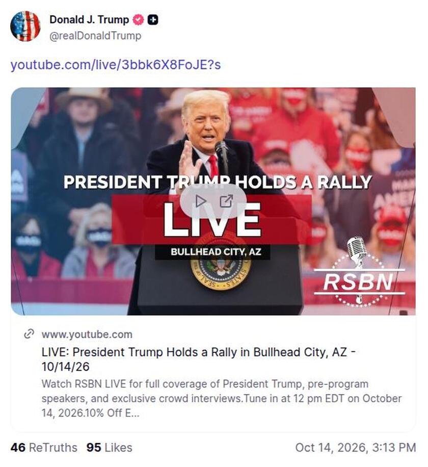 Post preview from Donald Trump