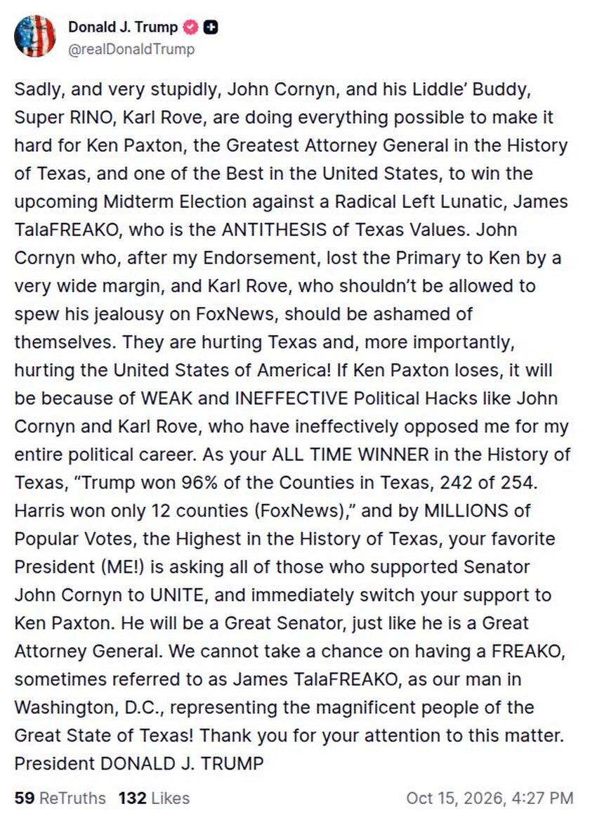 Post preview from Donald Trump