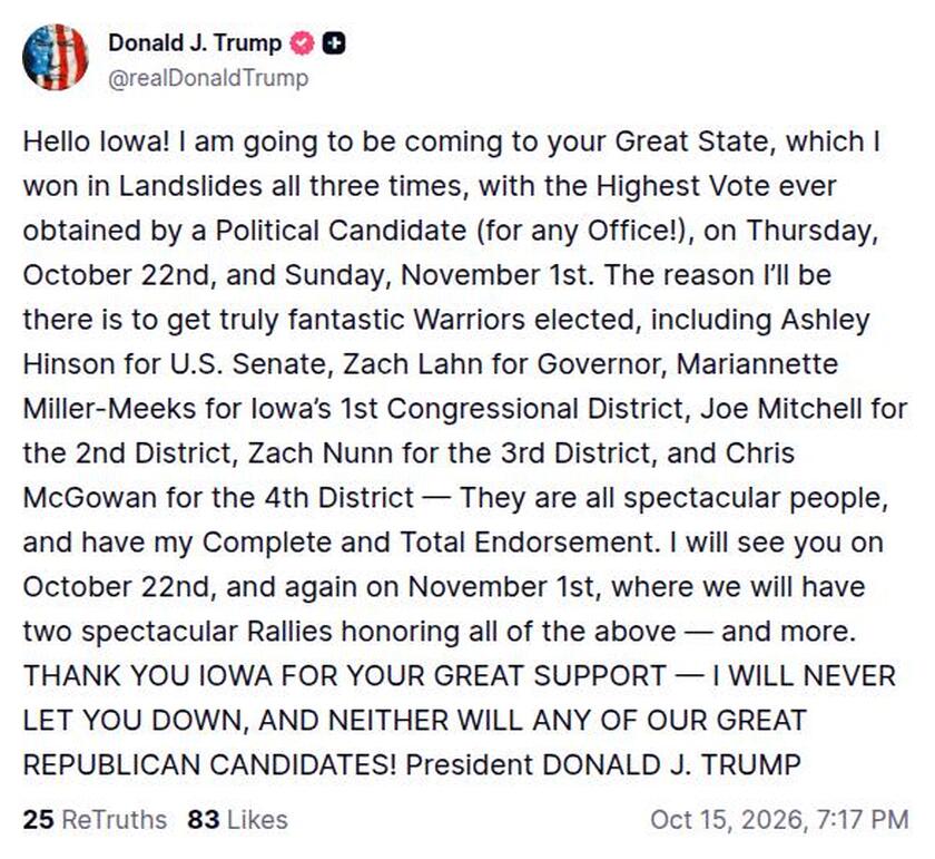Post preview from Donald Trump