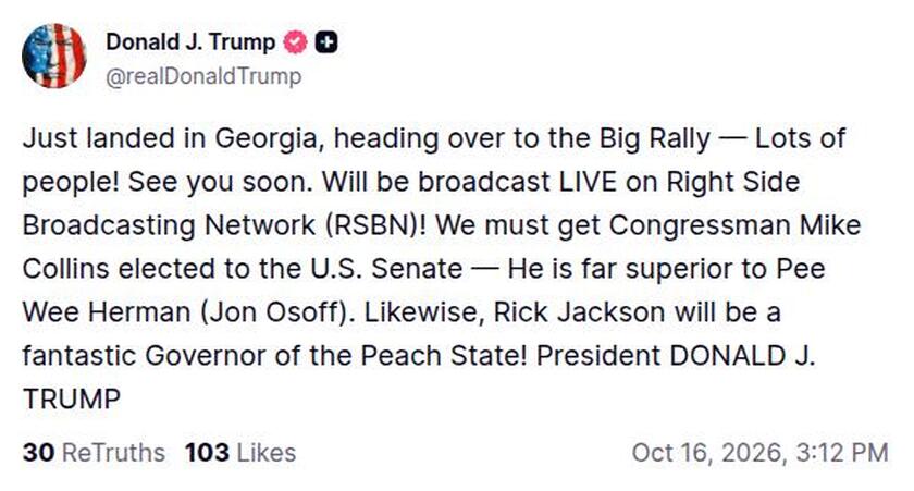 Post preview from Donald Trump