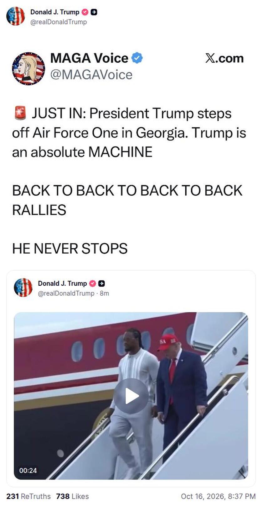 Post preview from Donald Trump