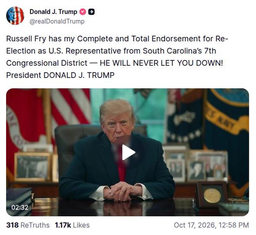 Post preview from Donald Trump