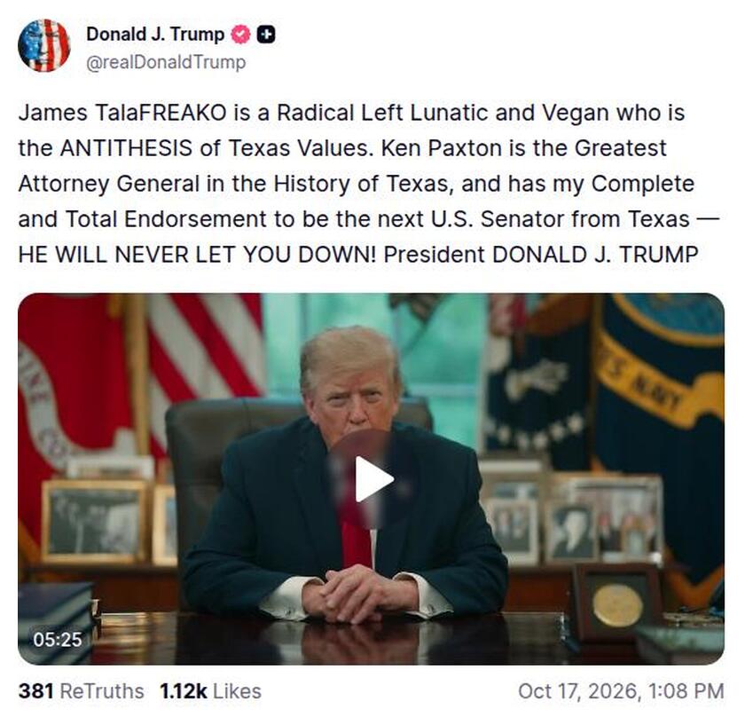 Post image from Donald Trump