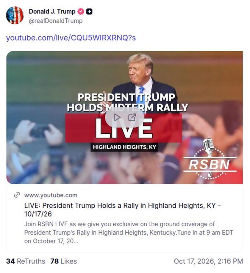 Post preview from Donald Trump
