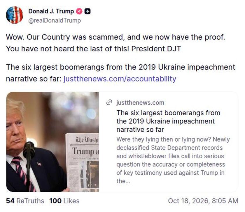 Post preview from Donald Trump
