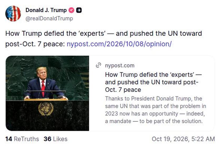 Post preview from Donald Trump