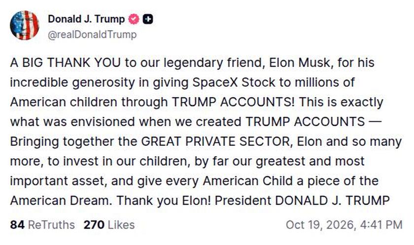 Post image from Donald Trump