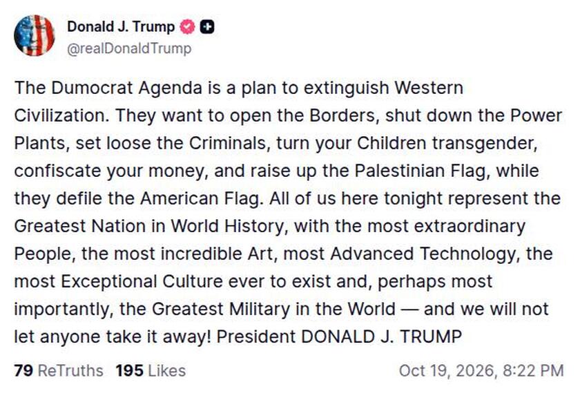 Post image from Donald Trump