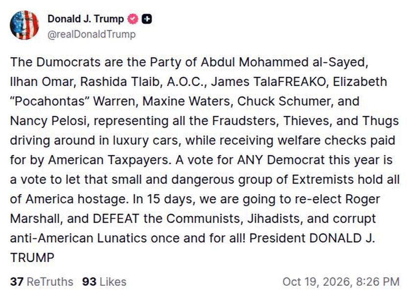 Post image from Donald Trump